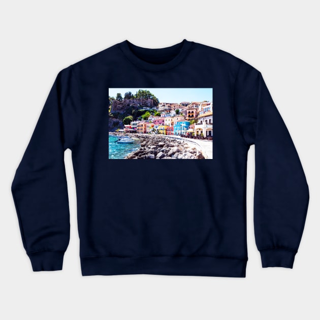 Parga, Preveza, in Epirus, Greece Crewneck Sweatshirt by tommysphotos